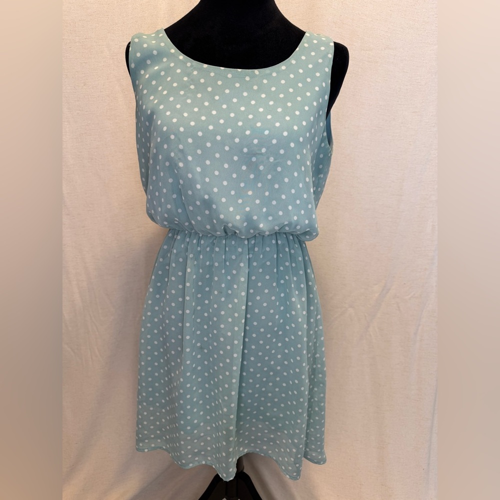 Everly Mint Polka Dot Open Back Dress Made in USA Size M Boutique